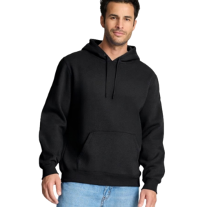 Mens Black Pullover Kangaroo Pocket Fleece Hoodie