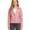 Pink Biker Leather Jacket For Women's