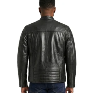 Mens Black Cafe Racer Biker Jacket