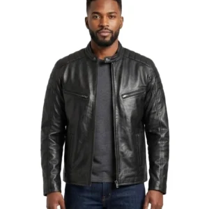 Cafe Racer Black Biker Jacket For Men
