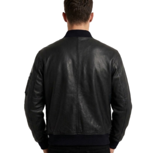 Mens Black Bomber Leather Jacket