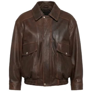 Oversized Brown Leather Jacket For Women