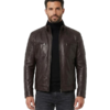 Brown Biker Leather Jacket For Men's