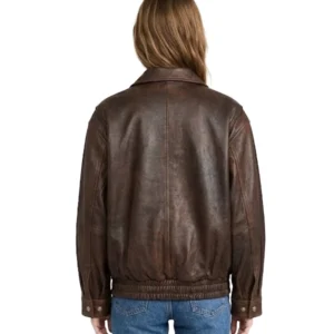 Womens Oversized Brown Leather Jacket