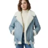 Leather Hood Polo B3 RAF Aviator Light Blue Sheepskin Shearling Leather Jacket For Women