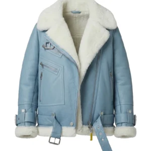 Women B3 Aviator Light Blue Shearling Jacket