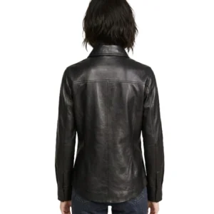 Black Leather Shirt For Womens