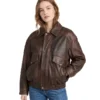 Womens Brown Oversized Leather Jacket
