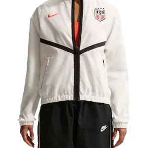 2026 USMNT Anthem Dri-FIT Full-Zip White Jacket For Women's