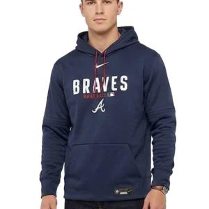 Unisex Atlanta Braves Authentic Collection Navy Therma-FIT Hoodie