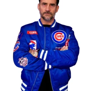 CM Punk Alpha Industries Best in the World Second City Saint Satin Royal Blue Bomber Jacket