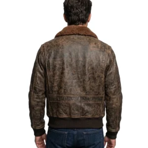 Men’s Brown Distressed Shearling Leather Jacket