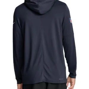Chicago Bears Sideline Long Sleeve Navy Hoodie T-Shirt