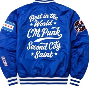 Best in the World Second City Saint CM Punk Blue Satin Jacket