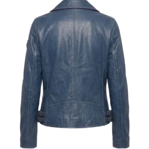 Women's Blue Biker Leather Jacket