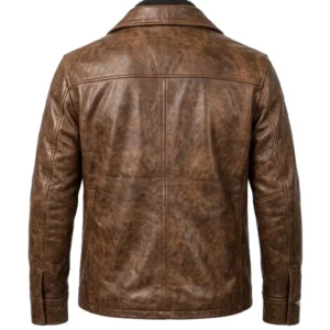Men's Brown Distressed Leather Jacket