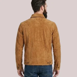 Mens Brown Shirt Style Suede Leather Jacket