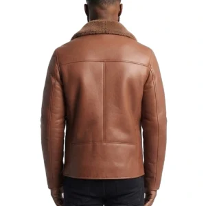 Mens Classic Brown Leather Shearling Jacket
