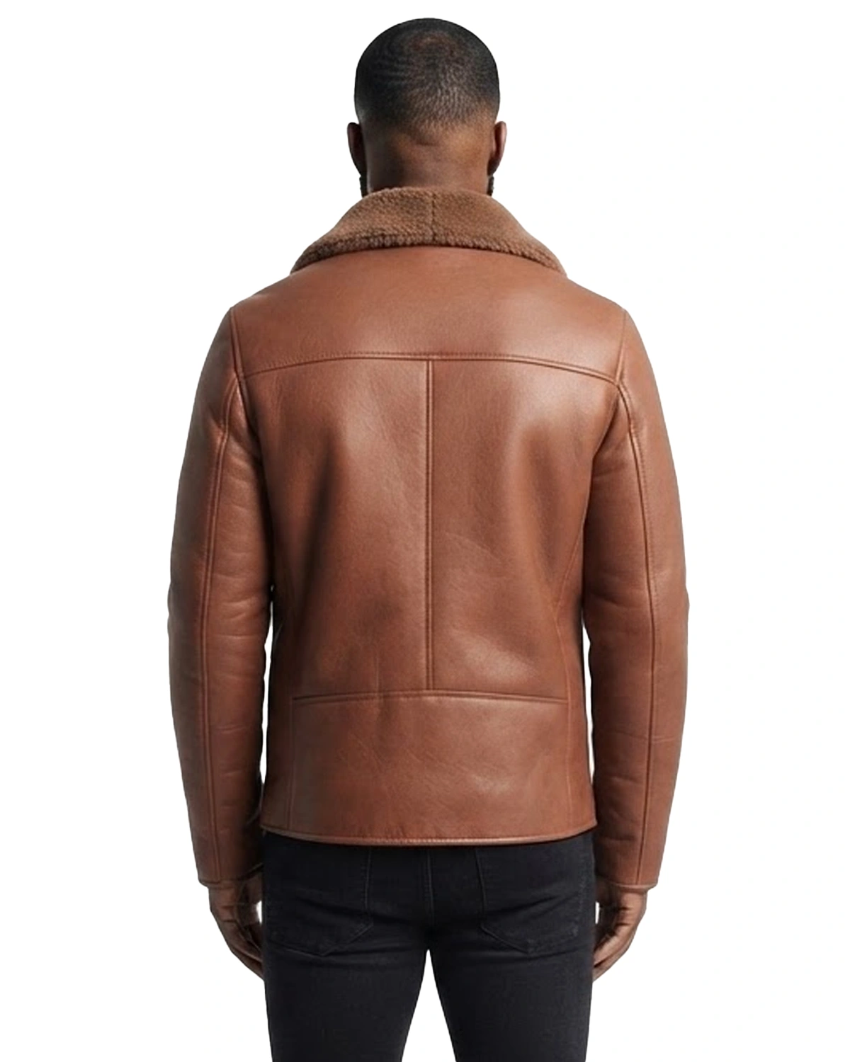 Mens Classic Brown Leather Shearling Jacket