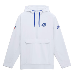 Unisex Los Angeles Rams Nike Fearsome White Sideline Broken Rules Anorak Half-Zip Hooded Jacket