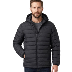 Men's Zip-up Hooded Down Puffer Jacket Black