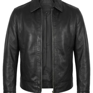 Lambskin Black Leather Jacket For Men's