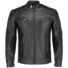 Classic Black Biker Leather Jacket For Men's