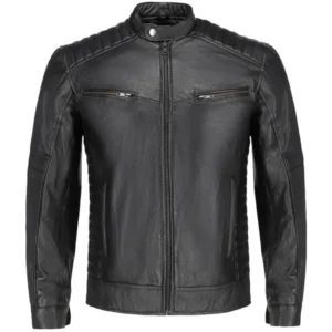Classic Black Biker Leather Jacket For Men's