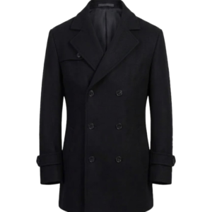 Men's Double Breasted Classic Black Peacoat