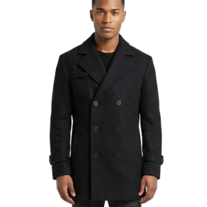 Men's Classic Double Breasted Peacoat Black