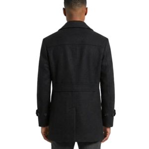 Classic Double Breasted Black Peacoat For Men's