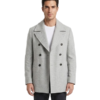 Men's Grey Double Breasted Linen Wool Coat