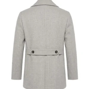 Men's Double Breasted Linen Wool Grey Coat