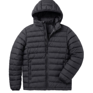 Men's Zip-up Black Hooded Down Puffer Jacket