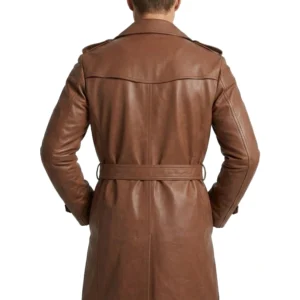 Men's Brown Leather Long Coat