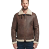 Light Brown Aviator Shearling Jacket For Men's