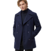 Men's Navy Blue Wool Classic Double-Breasted Peacock Coat