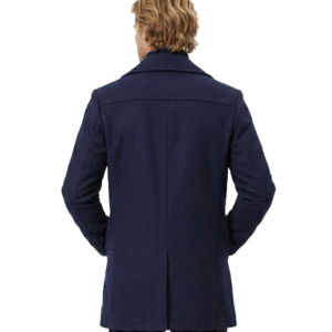 Men's Navy Blue Wool Classic Double-Breasted Winter Peacock Coat