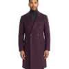 Men's Double-Breasted Maroon Wool Coat