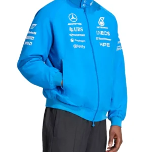 Shop Mercedes-AMG Petronas F1 Team adidas Blue Wonder Harrington Full-Zip Driver Blue Jacket