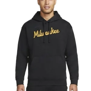 Unisex Milwaukee Brewers Nike Dri-FIT Club Pullover Black Fleece Hoodie