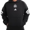 Newcastle United adidas Black 3-Stripe Pullover Fleece Hoodie