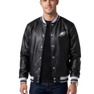 Unisex Philadelphia Eagles Metallic Snap-Tab Button Black Jacket