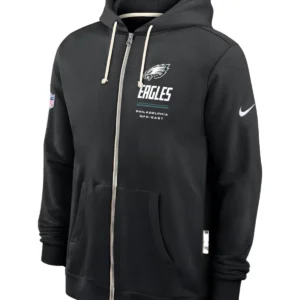 Philadelphia Eagles Nike Sideline Standard Issue Quarterback Scramble Dri-FIT Full-Zip Black Hoodie