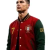 Unisex Cristiano Ronaldo CR7 Portugal Red and Green Varsity Jacket