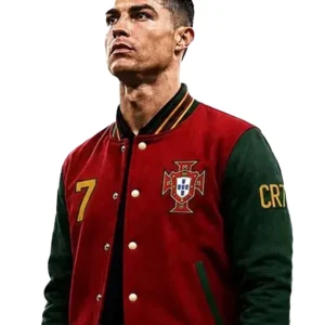 Unisex Cristiano Ronaldo CR7 Portugal Red and Green Varsity Jacket