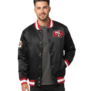 Unisex San Francisco 49ers Mitchell & Ness 80th Anniversary Heavyweight Satin Full-Snap Black Jacket