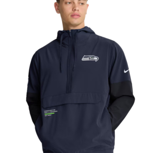 Unisex Seattle Seahawks Sideline Anorak Half-Zip Pullover Navy Blue Hoodie Jacket