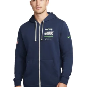 Seattle Seahawks Nike Sideline Standard Issue Quarterback Scramble Dri-FIT Navy Hoodie