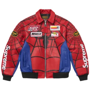 Supreme Spider Man Leather Red Jacket